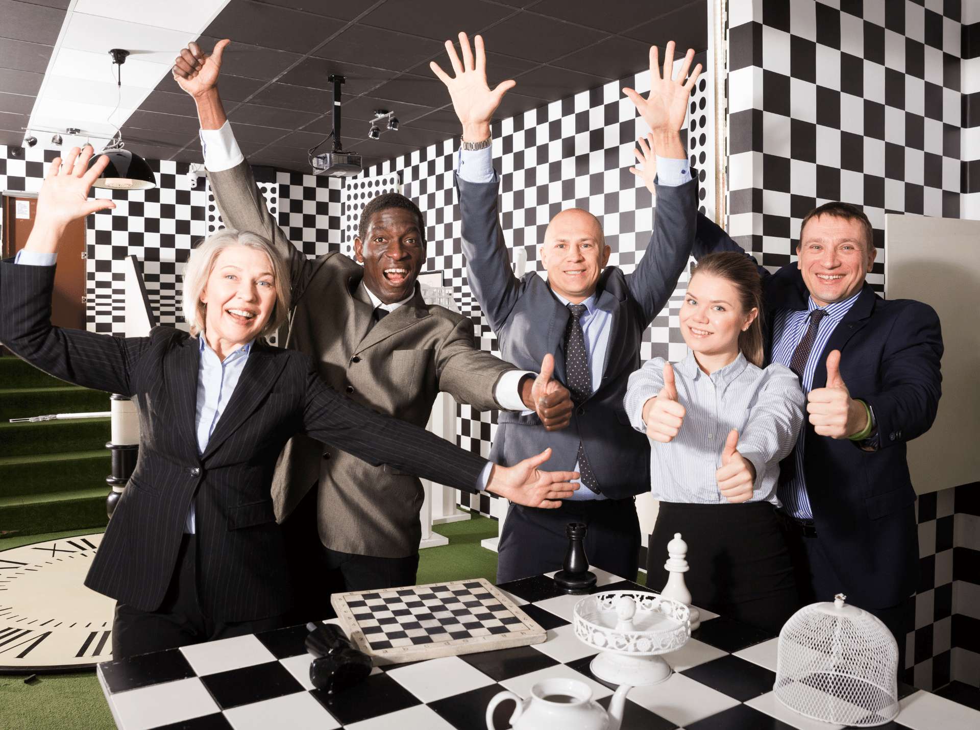 Escape Room Team Building Group of corporate employees playing escape room